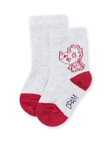Calcetines de color gris y rojo con estampado de dinosaurios para bebé niño MYUJOCHOU1 / 21WI101ASOQ943