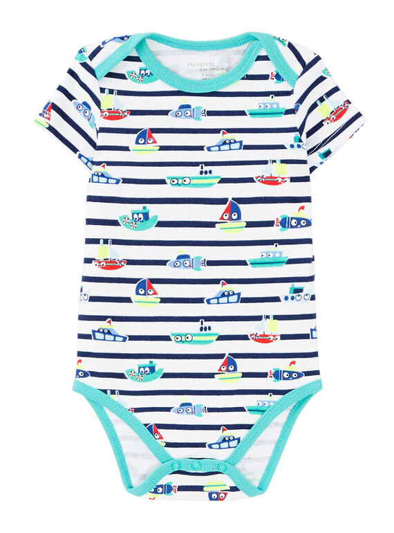 Body de manga corta de rayas para bebé niño JEGABODLEF / 20SH14V2BDL000