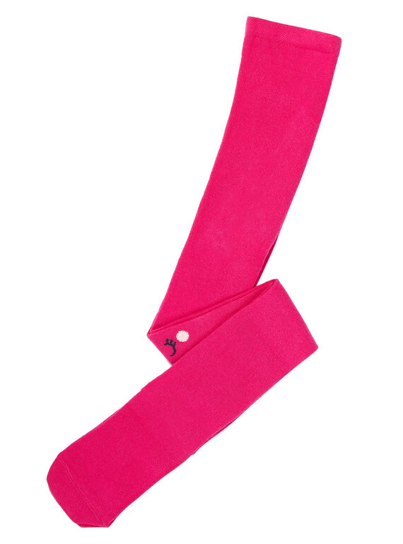 Leotardos de algodón de color rosa con estampado en las rodillas para niña JYAVICOL2 / 20SI01D2COLF507
