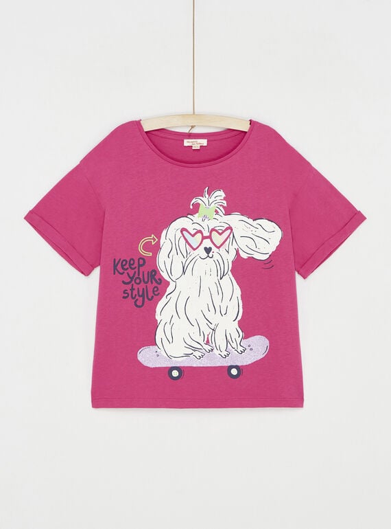 Camiseta fucsia con dibujo de perro SALINTI1 / 23W901H2TEE304