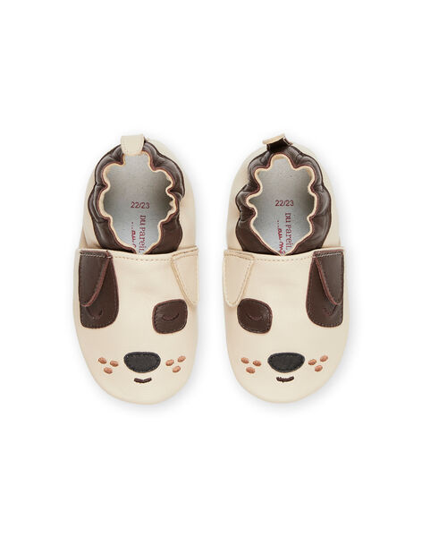 Patucos de piel beige con estampado de perro RUCHOSDOG / 23KK3841D3S080