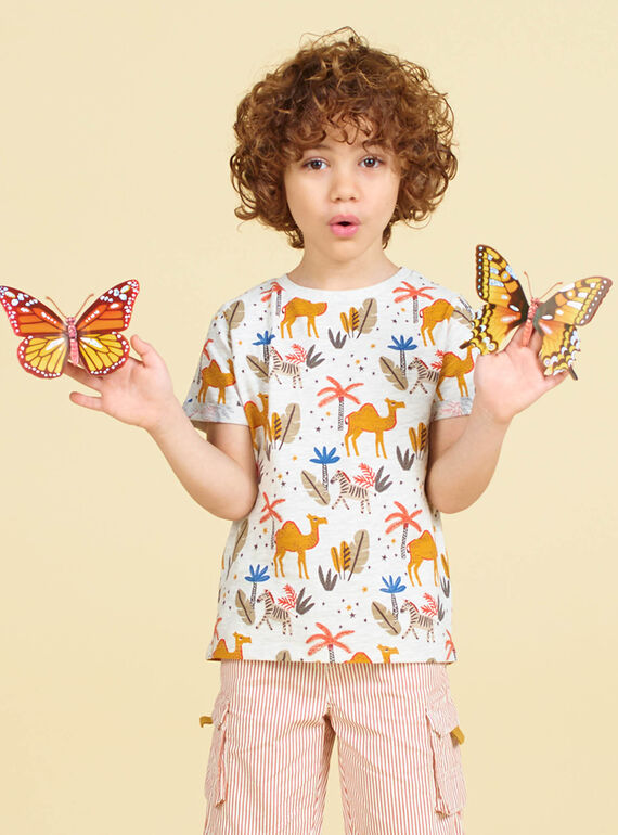Camiseta de color crudo con estampado de dromedario y palmera para niño LOTERTI1 / 21S902V4TMC006