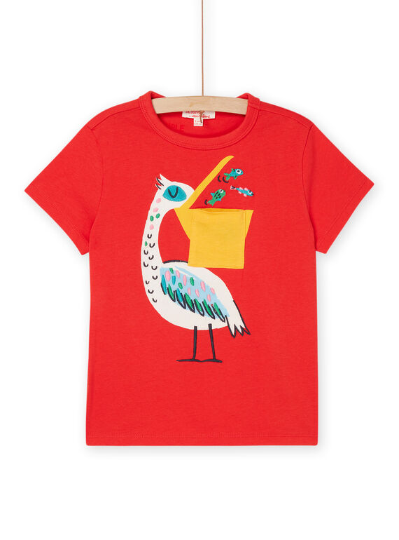 Camiseta roja con dibujo de pelícano ROPOPTI5 / 23S902X3TMC502