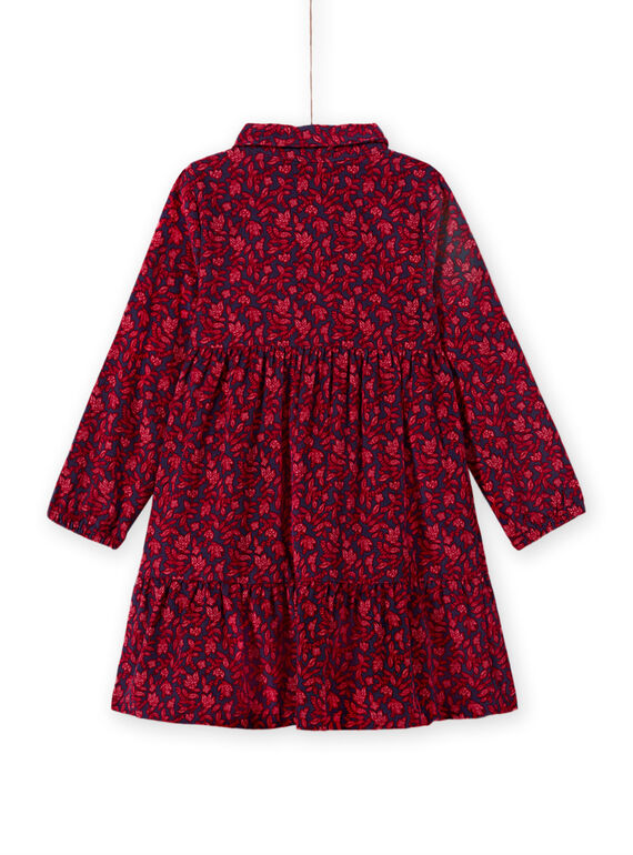 Vestido azul con cuello camisero y estampado floral para niña MAFUNROB3 / 21W901M2ROBH703