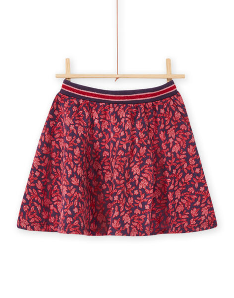 Falda azul con estampado floral para niña MAFUNJUP3 / 21W901M2JUPH703