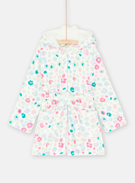 Bata de color crudo con estampado de flores para niña SEFAROBFLO / 23WH1141RDC001