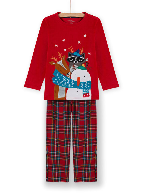 Pijama rojo de terciopelo con estampado de fantasía de Navidad para niño MEGOPYJNOANI / 21WH12F1PYJ505