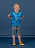 Camiseta de manga corta azul con estampado de surfista para niño