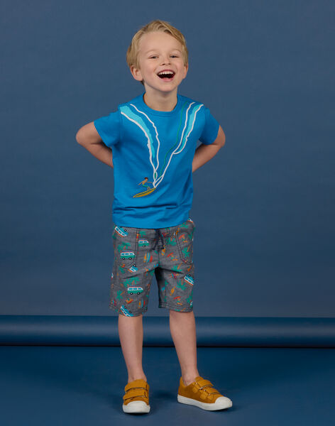 Camiseta de manga corta azul con estampado de surfista para niño NOWATI2 / 22S902V6TMCC221
