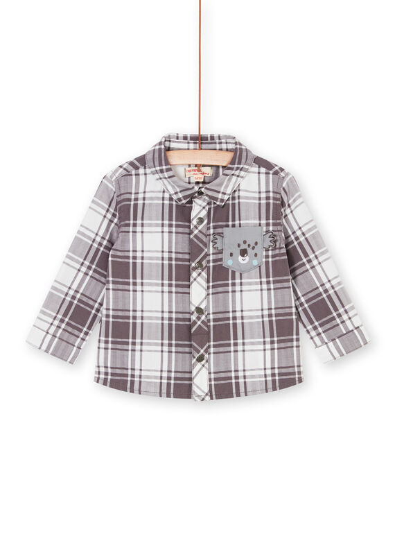Camisa de color topo y blanco de cuadros, para bebé niño LUPOECHEM / 21SG10Y1CHM001
