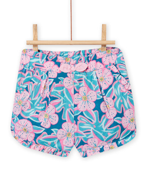 Short azul petróleo con estampado floral para bebé niña NIFICSHO1 / 22SG09U2SHO215