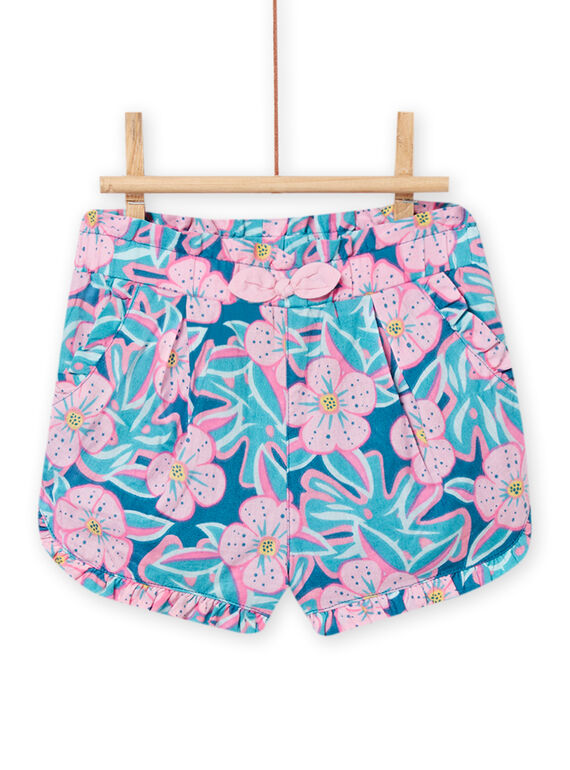 Short azul petróleo con estampado floral para bebé niña NIFICSHO1 / 22SG09U2SHO215