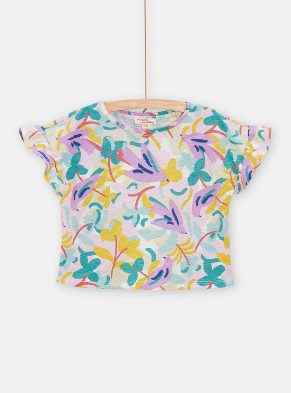 Camiseta de color crudo con estampado de pájaros para niña TAPOTI3 / 24S901M1TMC001