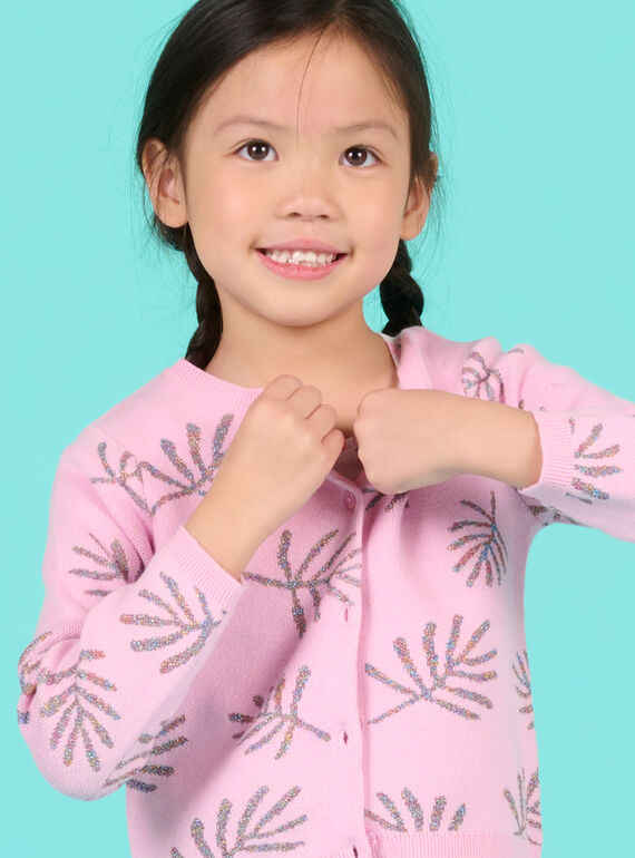 Cárdigan con estampado de hojas de color rosa para niña NAFICAR / 22S901U1CARD303