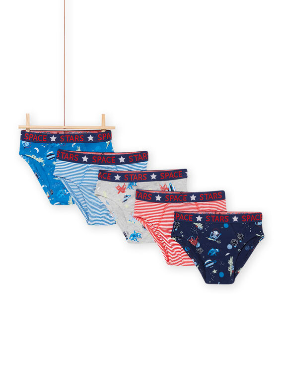 Pack de 5 slips a juego con estampado de espacio para niño NEGOSLISEM / 22SH12I3D5LC239