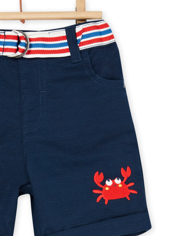 Bermudas de color azul noche y cinturón con estampado de rayas RUPOPBER1 / 23SG10X2BERC205