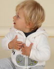 Cárdigan con capucha de color crudo con estampado de monstruo de soft boa para bebé niño MUHIGIL / 21WG10U1GIL001