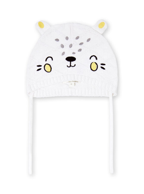 Gorro de punto, de color blanco y amarillo LOU1BON3 / 21SF42H2BON000