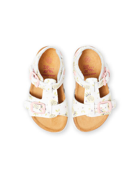 Sandalias de color blanco con hebillas y estampado de piñas para bebé niña LBFNUANAS / 21KK3751D0E000