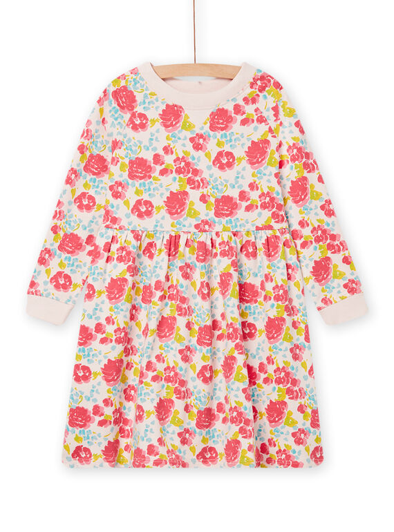 Vestido nude con estampado floral y ferry para niña NAJOROB2 / 22S90172ROBD319