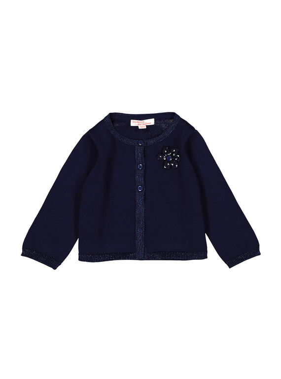 Cárdigan de color azul marino para bebé niña FIJOCAR3 / 19SG0933CARC205