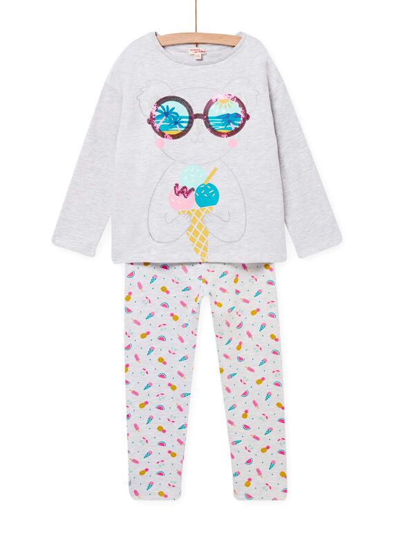 Pijama gris jaspeado para niña NEFAPYJKOA / 22SH11G2PYJJ920