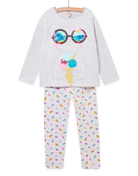 Pijama gris jaspeado para niña NEFAPYJKOA / 22SH11G2PYJJ920