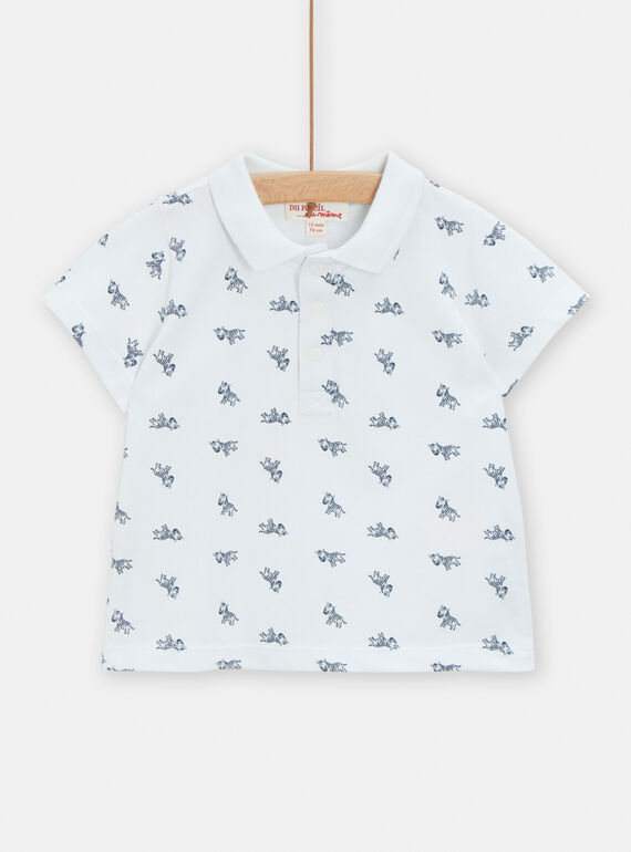 Polo de color blanco con estampado de cebra para bebé niño TUPOPOL / 24SG10M1POL000