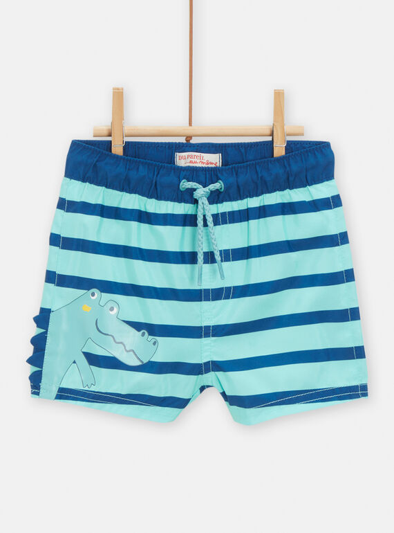 Bañador de color turquesa y azul marino con estampado de rayas para bebé niño TYUMERUV2 / 24SI10G2MAI209