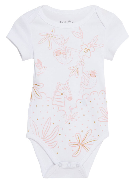 Body de manga corta de color blanco para bebé niña JEFIBODJUN2 / 20SH13V6BDL000