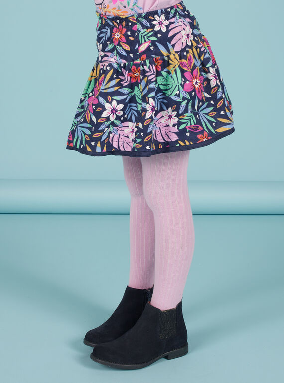 Falda reversible de color azul noche con estampado floral para niña MAPLAJUP1 / 21W901O1JUPC202