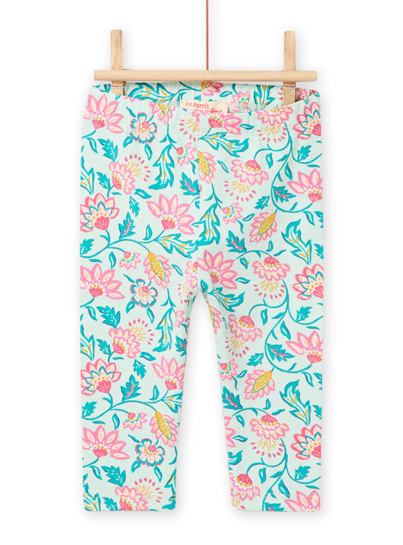 Leggings de color verde almendra estampado floral para bebé niña NYIGALEG / 22SI09O1CAL611