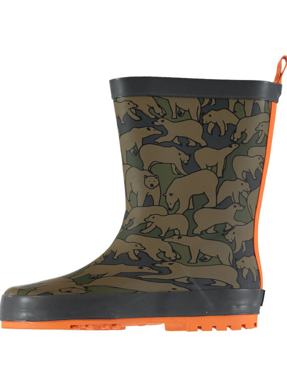 Botas de agua de color caqui con estampado de oso para niño GGBPOURS / 19WK36G3D0C604