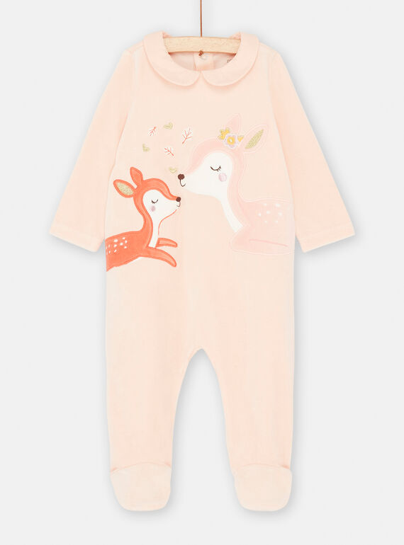 Pelele de terciopelo rosa para bebé niña SEFIGREMAM / 23WH1342GRE009
