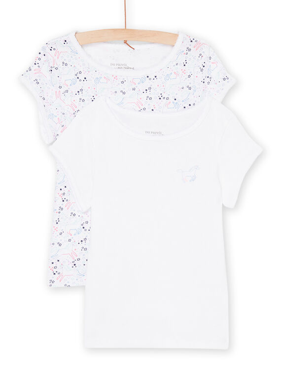 2 camisetas interiores blancas con estampado y detalle de fantasía REFATELIC / 23SH1111HLI000