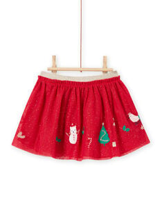 Vestido rojo de tul con estampado de Navidad para bebé niña MINOJUP / 21WG09Q1JUP050