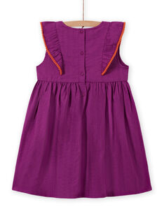 Vestido evasé bordado de color violín para niña MAPAROB2 / 21W901H2ROB712