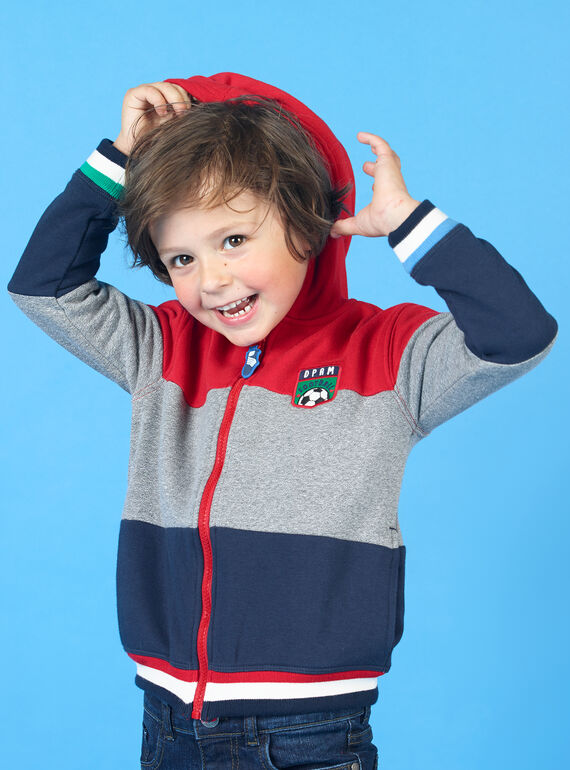 Sudadera de rayas de color rojo y gris, con capucha, para niño LOHAGIL / 21S902X1GIL050
