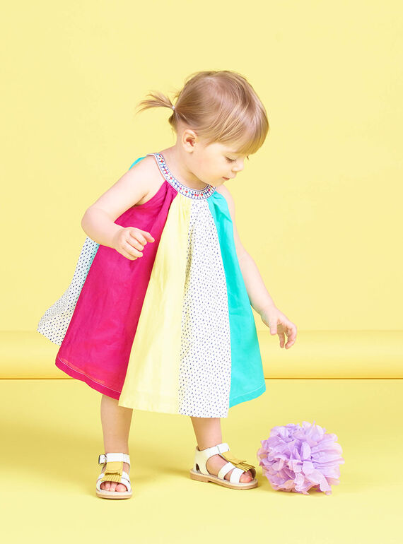 Vestido patchwork de colores para bebé niña JIMARROB2 / 20SG09P2ROB000