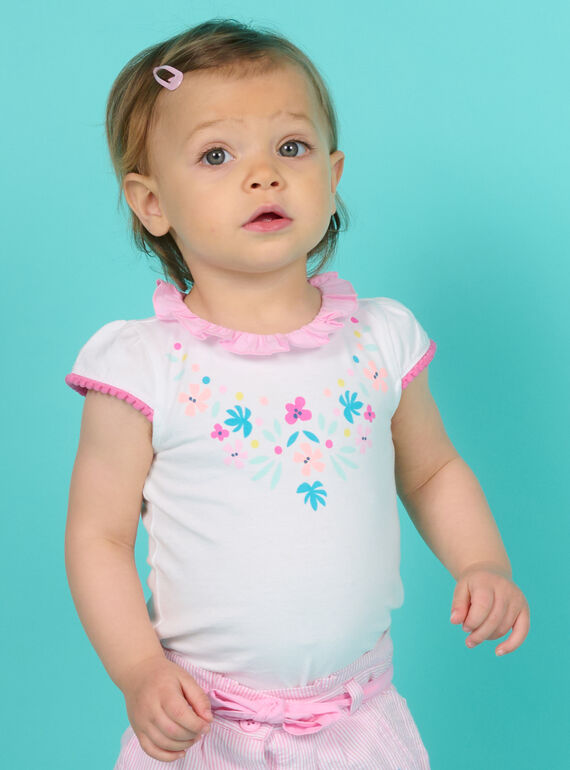 Body blanco con estampado floral para bebé niña NIFICBOD / 22SG09U1BOD000