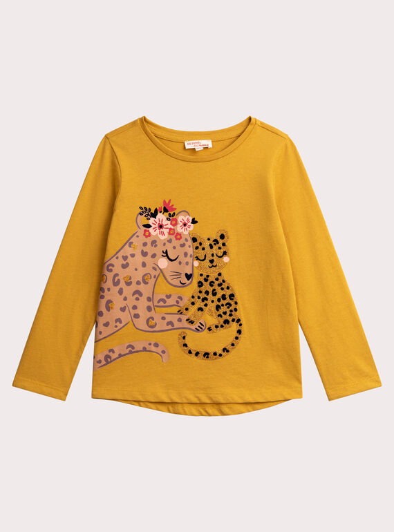 Camiseta de animación leopardo con lentejuelas para niña  VABATEE1 / 24W901Q2TMLB106