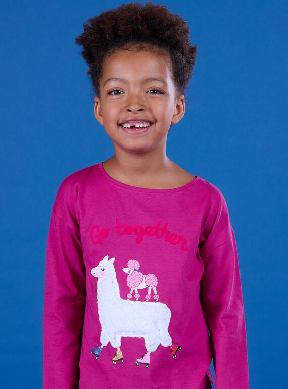 Camiseta de manga larga con estampado de llama y perro PAMUTEE2 / 22W901R2TMLD312