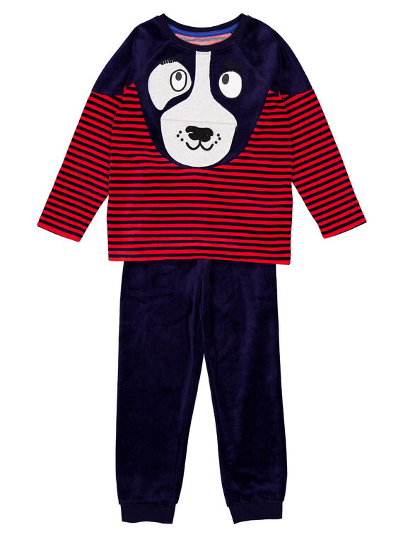 Pijama de color azul y rojo de terciopelo para niño GEGOPYJBOU / 19WH12N5PYJ505