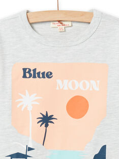 Camiseta de color gris jaspeado con estampado de playa para niño NOMOTEE / 22S902N1TMLJ920