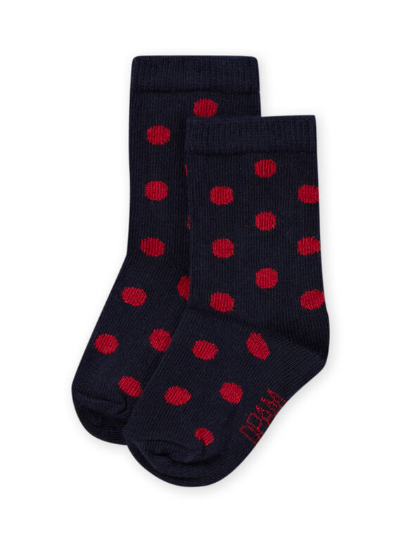 Calcetines de color azul marino de lunares rosas para bebé niña MYIJOSOQ3 / 21WI0918SOQ070