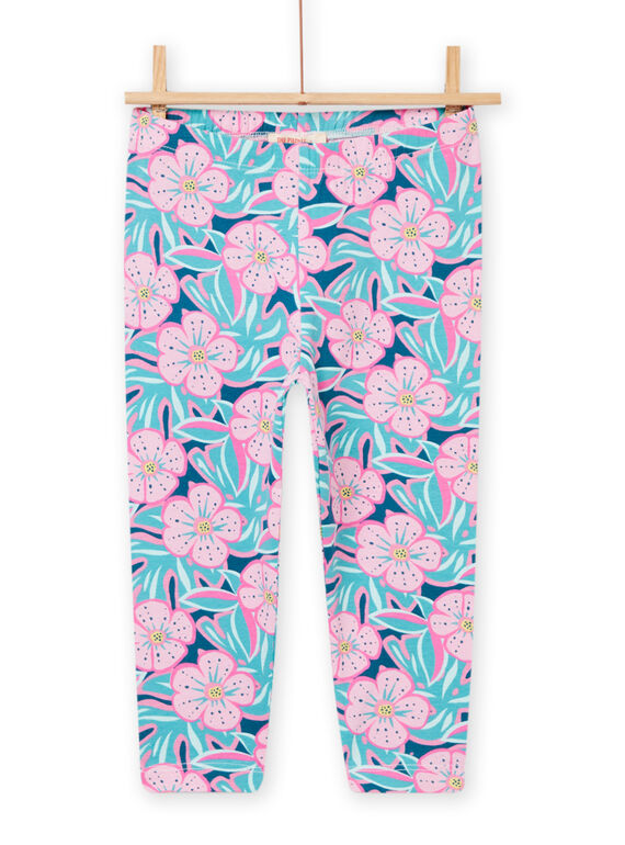 Leggings de color azul y rosa, con estampado floral, para niña NYAFICLEG / 22SI01U1CAL715