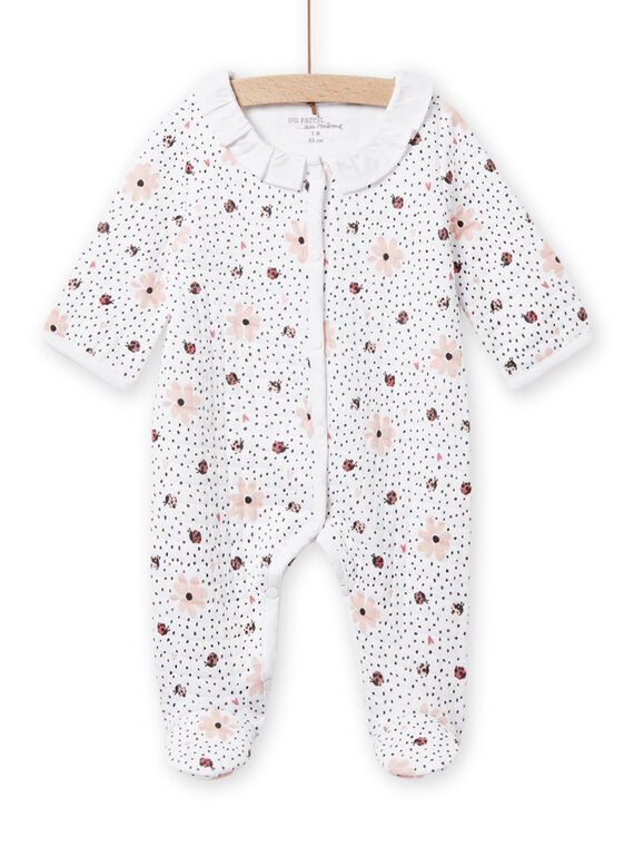 Pelele blanco con estampado de flores y lunares para niña recién nacida NOU1GRE1 / 22SF0341GRE000