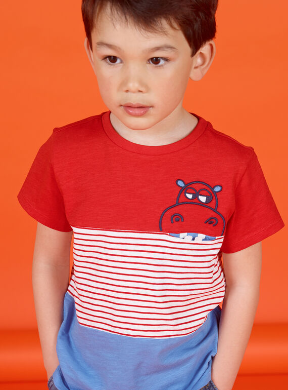 Camiseta de rayas de color rojo y azul para niño LOVITI5 / 21S902U6TMC505