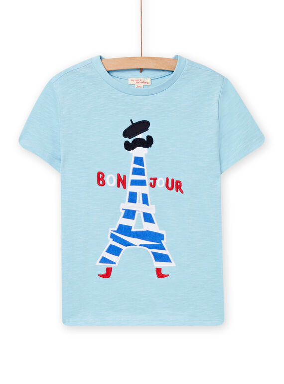 Camiseta de manga corta azul horizonte para niño NOVATI / 22S90221TMC216