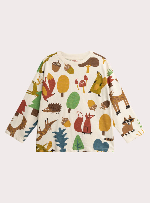 Camiseta cruda con estampado de animales del bosque para niños  VOBATEE2 / 24W902Q1TMLA016